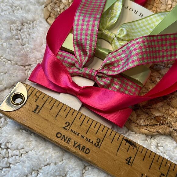Anthropologie POSITANO GINGHAM HAIR BOWS SET OF 4 Lime Green & Hot Pink Ribbons - Picture 8 of 10